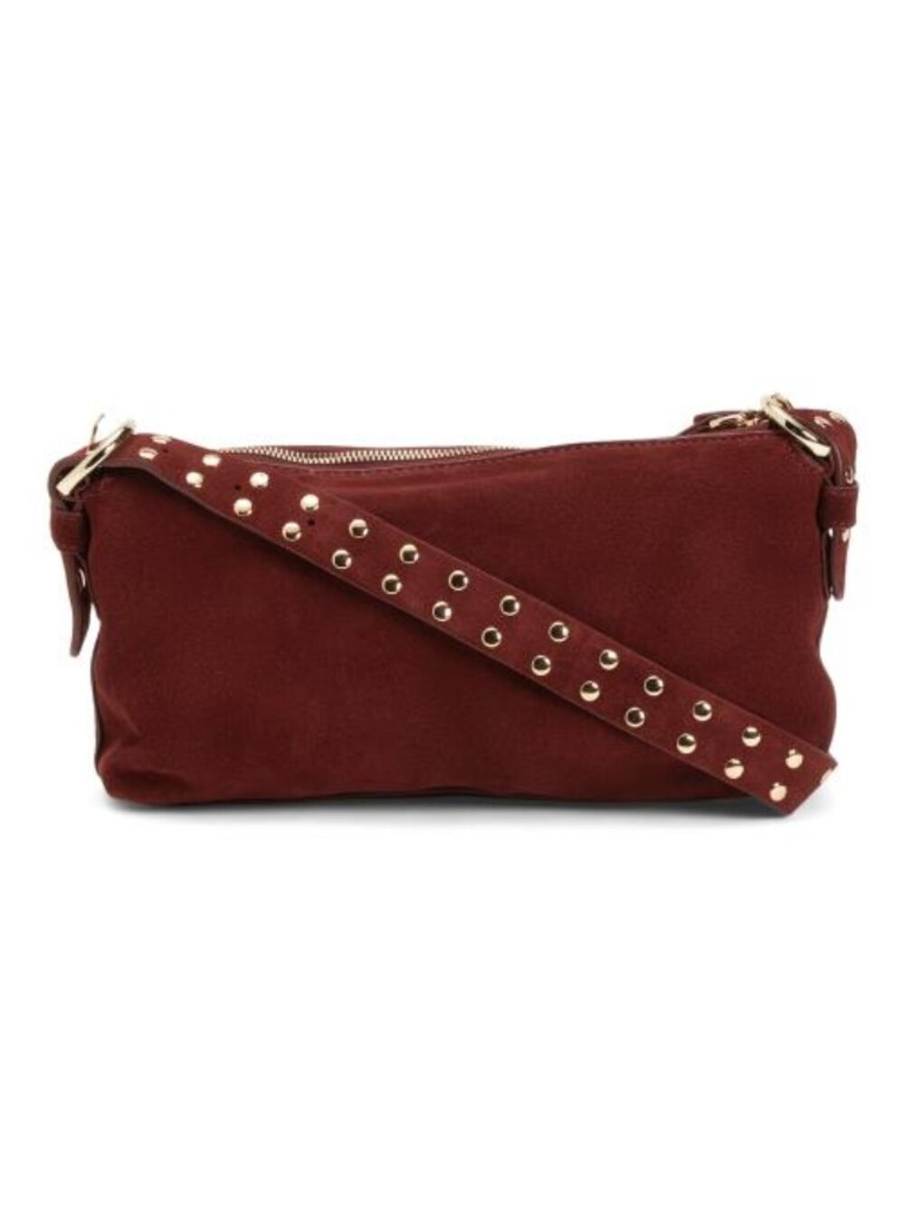 MOST WANTED Suede Shoulder Bag With Studded Shoulder Strap